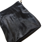 ' BILLIE ' black leather + black cowhide handbag