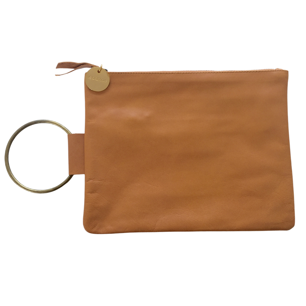 ' KLARC ' caramel leather clutch