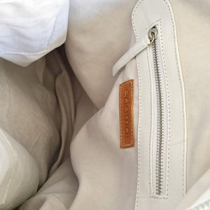' AUDREY ' white leather + black & white cowhide handbag