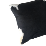 cushion black + white leather + cowhide