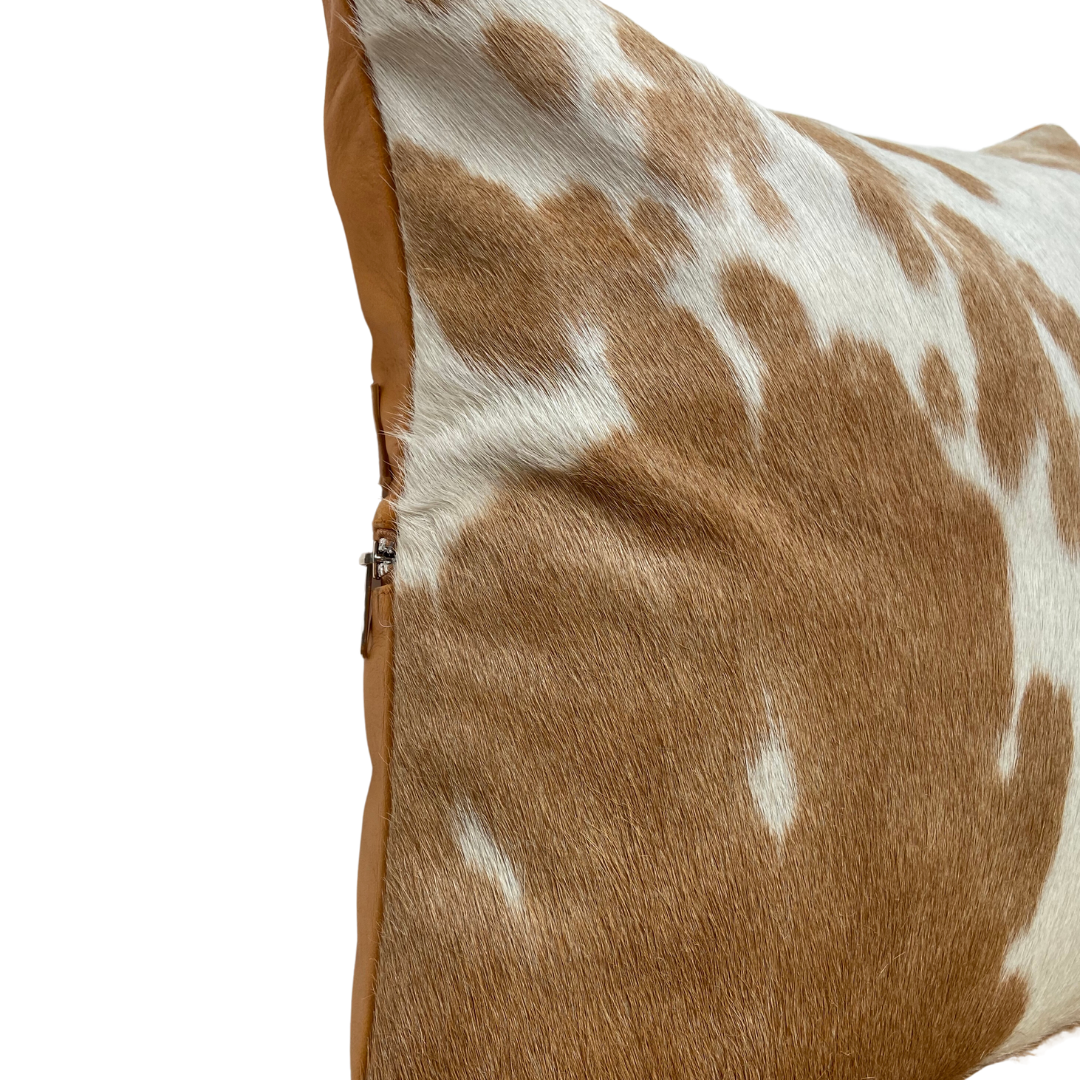 cushion tan + white leather + cowhide