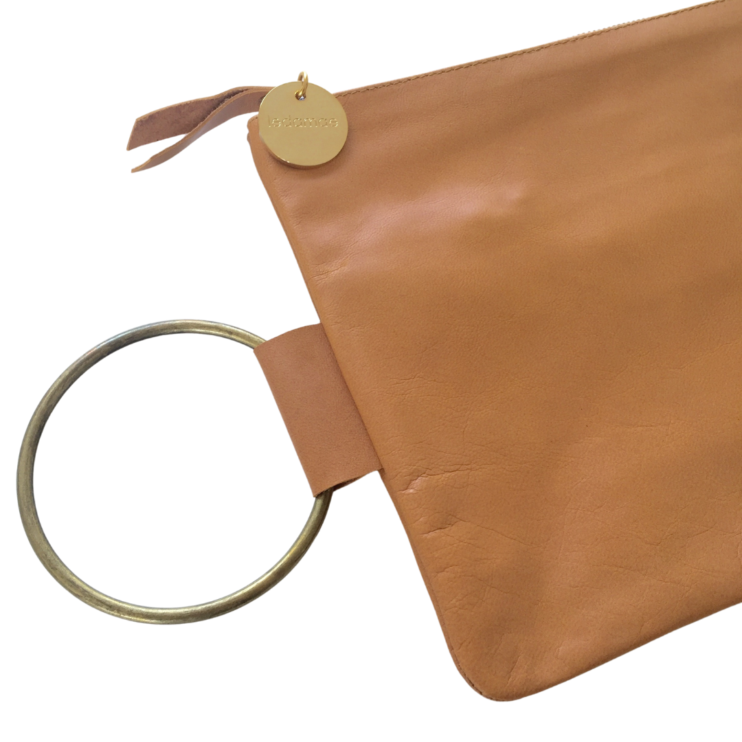 ' KLARC ' caramel leather clutch