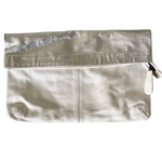 ' MAE ' silver + white leather clutch