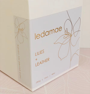 ' LILIES + LEATHER ' soy candle