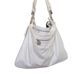 ' AUDREY ' white leather + black & white cowhide handbag