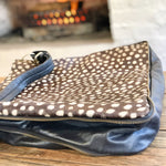 ' AUDREY ' black leather + spot cowhide handbag