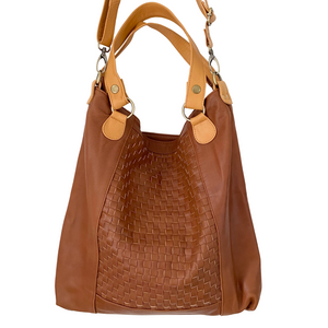 ' BRADLEY ' tan leather weave handbag