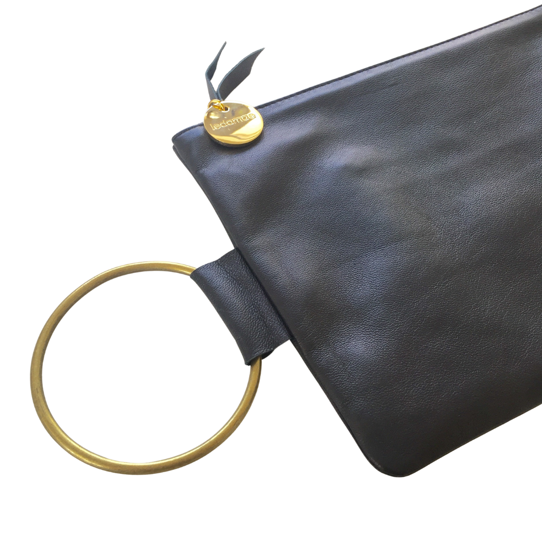 ' KLARC ' navy leather clutch
