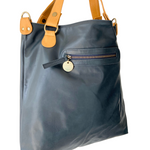 ' BRADLEY ' navy leather weave handbag
