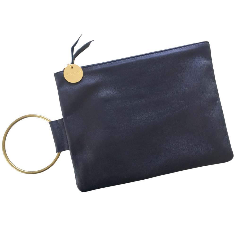 ' KLARC ' navy leather clutch