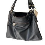 ' AUDREY ' black leather + black & white cowhide handbag