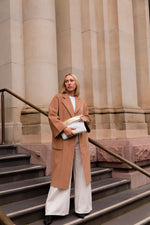 ' MAE ' gold + white leather clutch