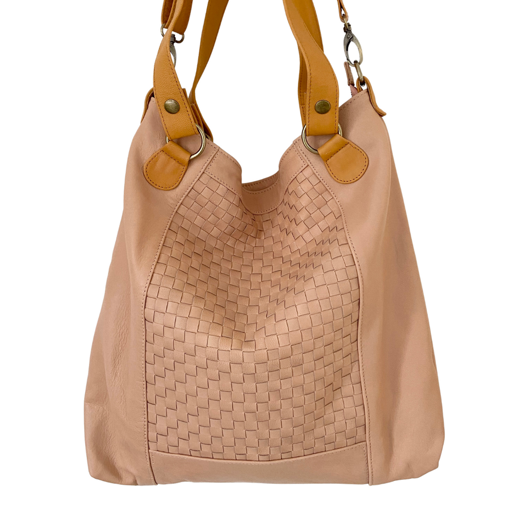 ' BRADLEY ' plush leather weave handbag