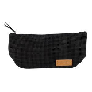 'BROOKLYN' black perforated leather makeup/toiletry bag