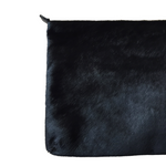 ' MAE ' black leather + cowhide clutch