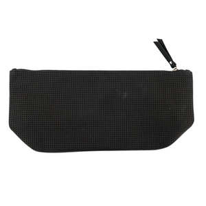 'BROOKLYN' black perforated leather makeup/toiletry bag