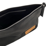 'BROOKLYN' black perforated leather makeup/toiletry bag