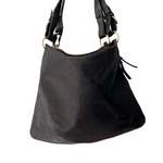 ' AUDREY ' black leather + black cowhide handbag