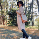 ' LEIGH ' tan leather + tan spot cowhide handbag