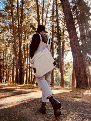 ' AUDREY ' white leather + black & white cowhide handbag