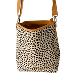 ' BILLIE ' tan leather + tan spot cowhide handbag