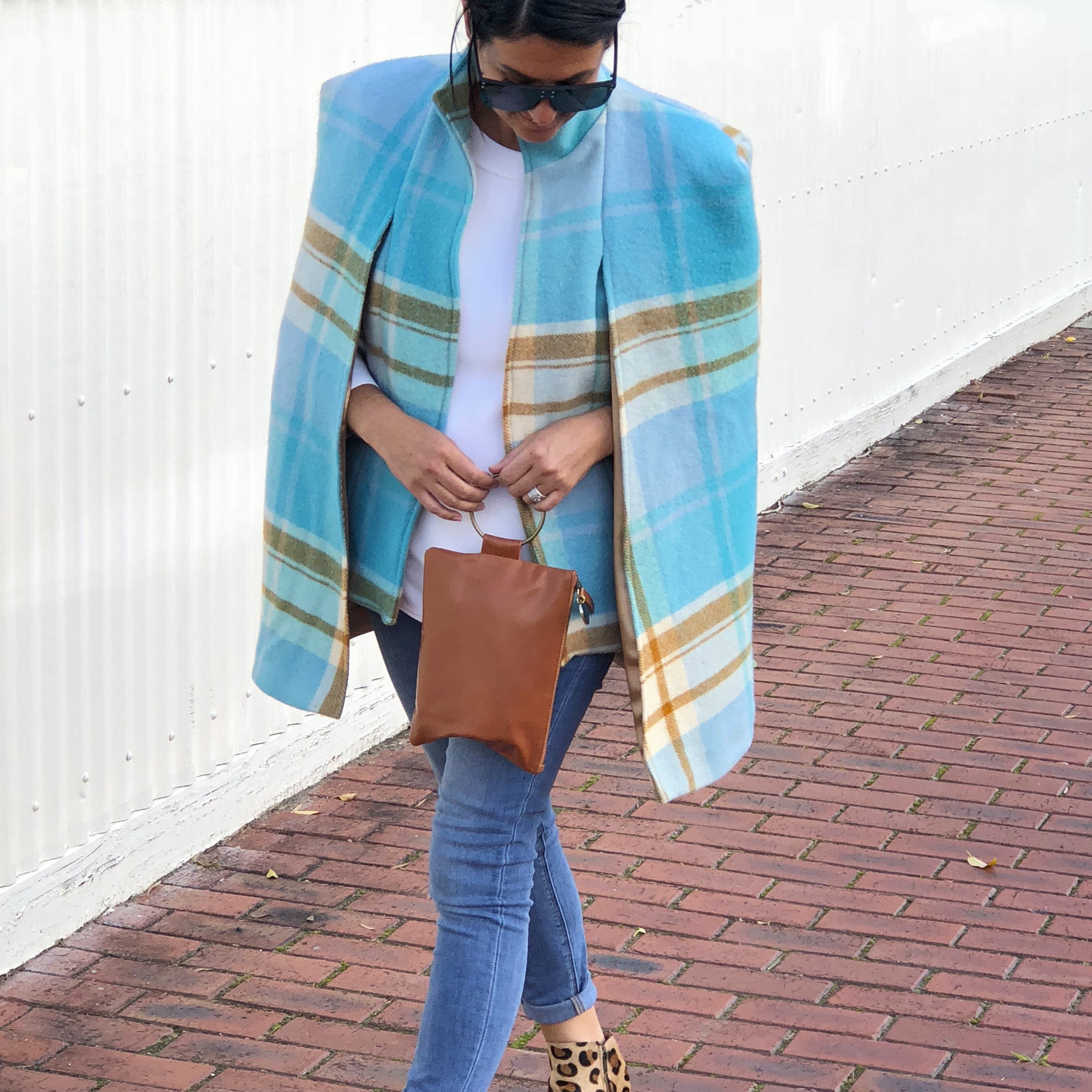 ' KLARC ' tan leather clutch