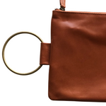 ' KLARC ' tan leather clutch