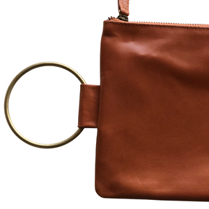 ' KLARC ' tan leather clutch