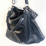 ' AUDREY ' black leather + spot cowhide handbag