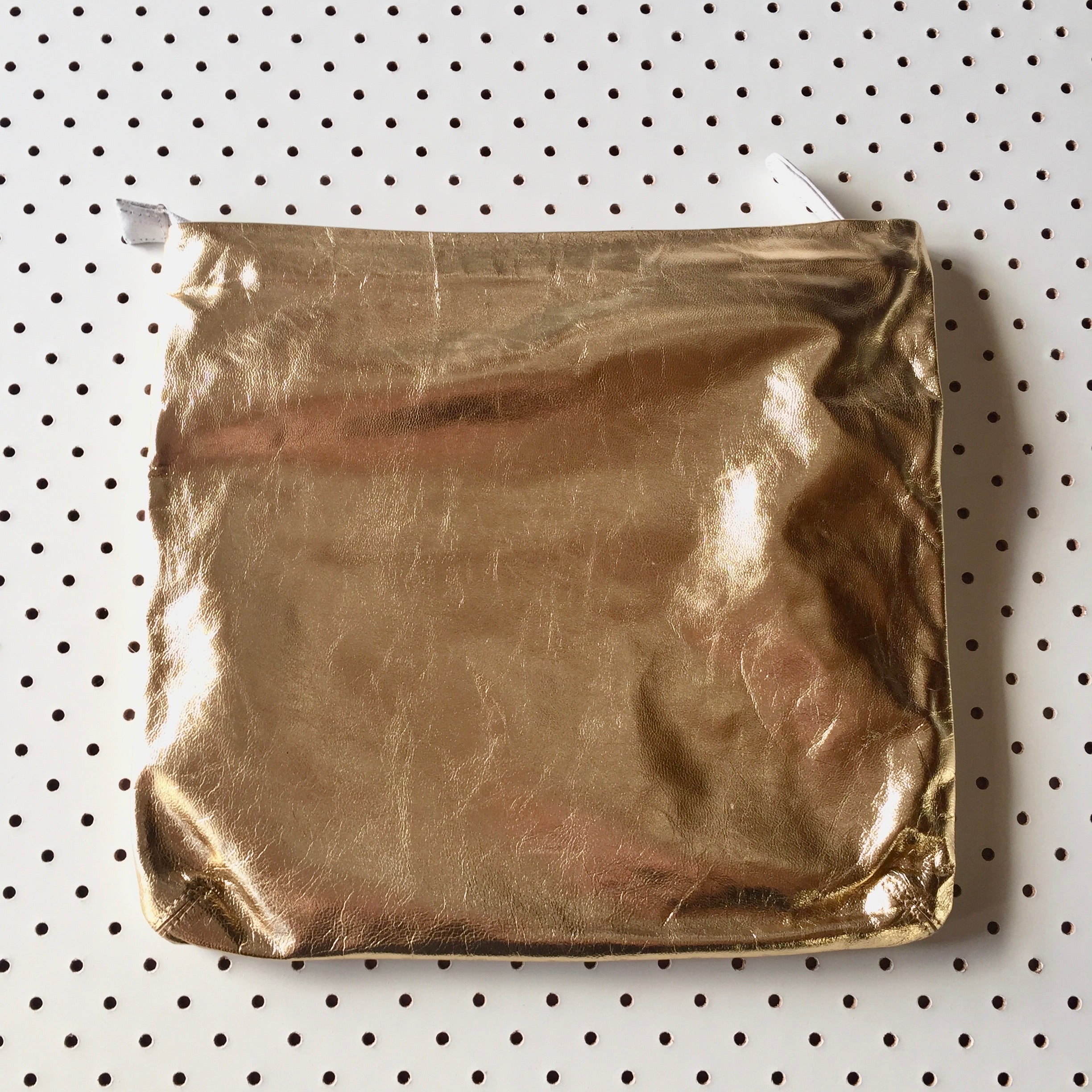 ' MAE ' gold + white leather clutch