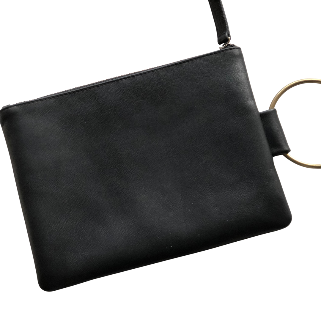 ' KLARC ' black leather clutch
