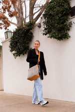 ' BILLIE ' tan leather + tan spot cowhide handbag