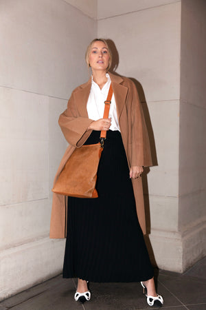 ' BILLIE ' tan leather + tan cowhide handbag
