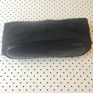 'BROOKLYN' black leather + black cowhide makeup/toiletry bag