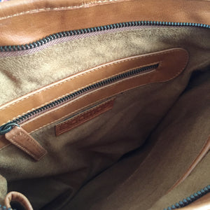 ' LEIGH ' tan leather + tan cowhide handbag