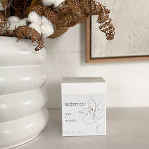 ' LILIES + LEATHER ' soy candle